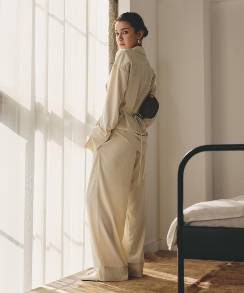 KINO THE KEI(キノザケイ)の「DAILY&LOUNGEWEAR パイピング ワイド パンツ KINO THE KEI(その他パンツ・レディース・アイボリー/ブラウン/ネイビー・S/M)」の17枚目の写真