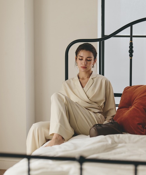 KINO THE KEI(キノザケイ)の「DAILY&LOUNGEWEAR パイピング ワイド パンツ KINO THE KEI(その他パンツ・レディース・アイボリー/ブラウン/ネイビー・S/M)」の18枚目の写真
