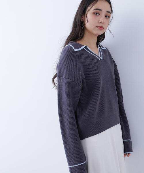 N.（N. Natural Beauty Basic）（エヌエヌナチュラルビューティーベーシック）の「ラインスキッパーニット（ニット/セーター・レディース・ホワイト系その他/ピンク系その他/グレー系その他・ﾌﾘ-）」の21枚目の写真