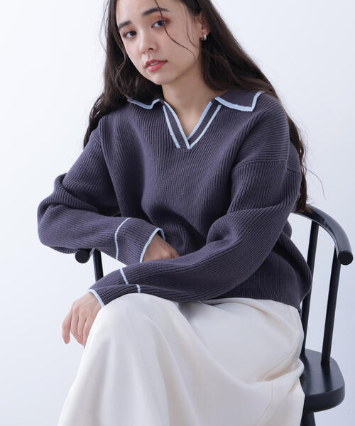 N.（N. Natural Beauty Basic）（エヌエヌナチュラルビューティーベーシック）の「ラインスキッパーニット（ニット/セーター・レディース・ホワイト系その他/ピンク系その他/グレー系その他・ﾌﾘ-）」の20枚目の写真