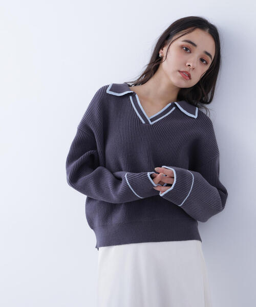 N.（N. Natural Beauty Basic）（エヌエヌナチュラルビューティーベーシック）の「ラインスキッパーニット（ニット/セーター・レディース・ホワイト系その他/ピンク系その他/グレー系その他・ﾌﾘ-）」の16枚目の写真