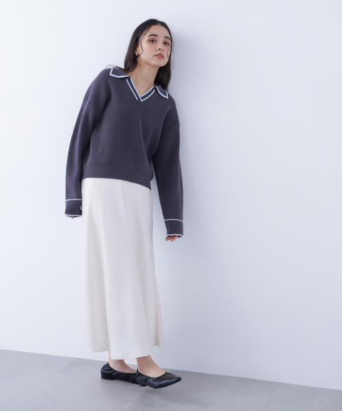 N.（N. Natural Beauty Basic）（エヌエヌナチュラルビューティーベーシック）の「ラインスキッパーニット（ニット/セーター・レディース・ホワイト系その他/ピンク系その他/グレー系その他・ﾌﾘ-）」の14枚目の写真