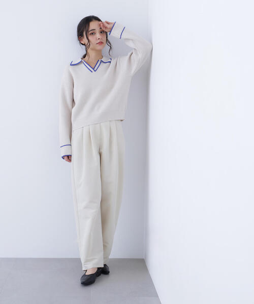 N.（N. Natural Beauty Basic）（エヌエヌナチュラルビューティーベーシック）の「ラインスキッパーニット（ニット/セーター・レディース・ホワイト系その他/ピンク系その他/グレー系その他・ﾌﾘ-）」の8枚目の写真