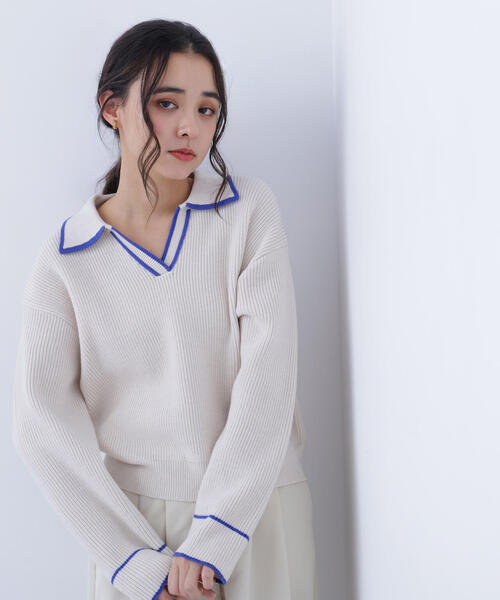 N.（N. Natural Beauty Basic）（エヌエヌナチュラルビューティーベーシック）の「ラインスキッパーニット（ニット/セーター・レディース・ホワイト系その他/ピンク系その他/グレー系その他・ﾌﾘ-）」の7枚目の写真