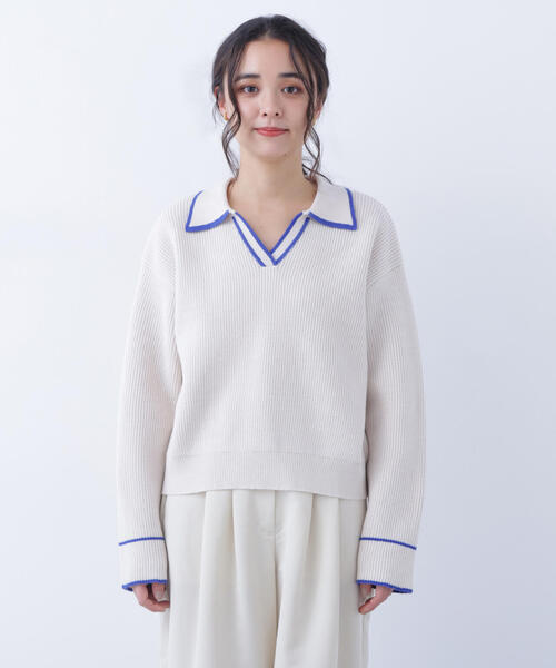 N.（N. Natural Beauty Basic）（エヌエヌナチュラルビューティーベーシック）の「ラインスキッパーニット（ニット/セーター・レディース・ホワイト系その他/ピンク系その他/グレー系その他・ﾌﾘ-）」の20枚目の写真