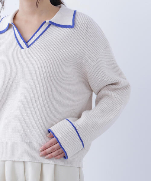 N.（N. Natural Beauty Basic）（エヌエヌナチュラルビューティーベーシック）の「ラインスキッパーニット（ニット/セーター・レディース・ホワイト系その他/ピンク系その他/グレー系その他・ﾌﾘ-）」の16枚目の写真