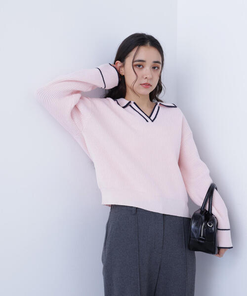 N.（N. Natural Beauty Basic）（エヌエヌナチュラルビューティーベーシック）の「ラインスキッパーニット（ニット/セーター・レディース・ホワイト系その他/ピンク系その他/グレー系その他・ﾌﾘ-）」の11枚目の写真