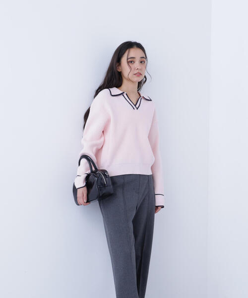 N.（N. Natural Beauty Basic）（エヌエヌナチュラルビューティーベーシック）の「ラインスキッパーニット（ニット/セーター・レディース・ホワイト系その他/ピンク系その他/グレー系その他・ﾌﾘ-）」の9枚目の写真