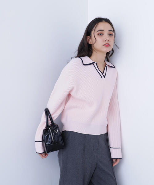 N.（N. Natural Beauty Basic）（エヌエヌナチュラルビューティーベーシック）の「ラインスキッパーニット（ニット/セーター・レディース・ホワイト系その他/ピンク系その他/グレー系その他・ﾌﾘ-）」の8枚目の写真