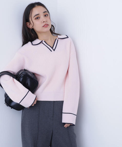 N.（N. Natural Beauty Basic）（エヌエヌナチュラルビューティーベーシック）の「ラインスキッパーニット（ニット/セーター・レディース・ホワイト系その他/ピンク系その他/グレー系その他・ﾌﾘ-）」の3枚目の写真