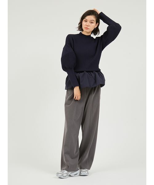 emmi（エミ）の「ペプラム裾ニットドッキングトップス（ニット/セーター・レディース・ネイビー/ホワイト・F）」の13枚目の写真