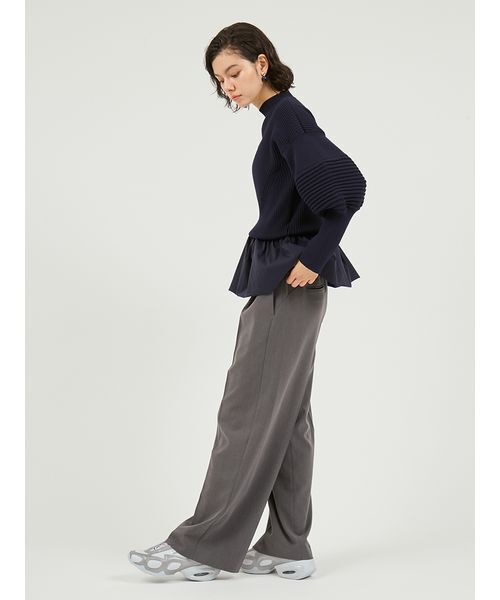 emmi（エミ）の「ペプラム裾ニットドッキングトップス（ニット/セーター・レディース・ネイビー/ホワイト・F）」の17枚目の写真