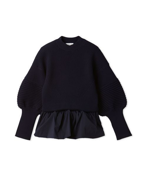 emmi（エミ）の「ペプラム裾ニットドッキングトップス（ニット/セーター・レディース・ネイビー/ホワイト・F）」の19枚目の写真