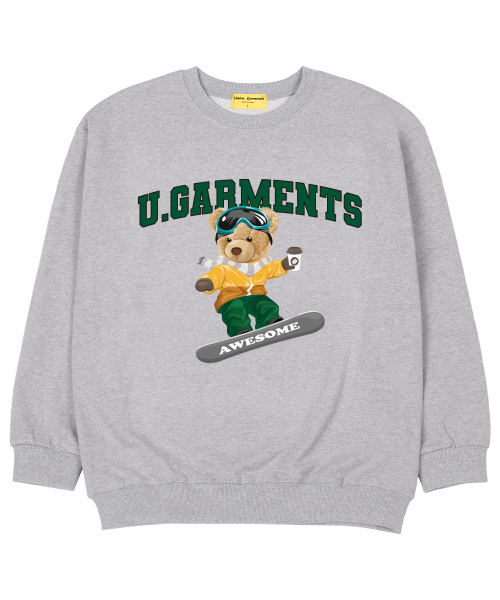 Union Garments(ユニオンガーメンツ)の「スキーボードベア 裏毛 オーバーサイズ スウェット グレー(スウェット・レディース・その他・MEDIUM/LARGE/X-LARGE/XX-LARGE)」の1枚目の写真