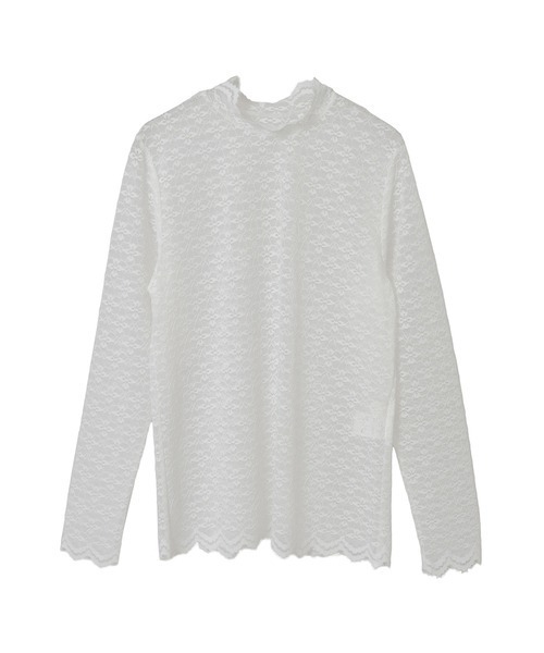 INGEBORG（インゲボルグ）の「ストレッチレースモックネックインナー（Tシャツ/カットソー・レディース・ブラック/ホワイト/キナリ・MEDIUM）」の2枚目の写真
