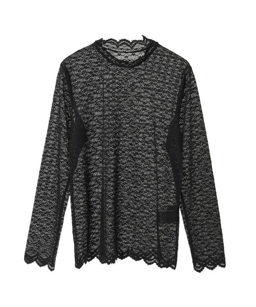 INGEBORG（インゲボルグ）の「ストレッチレースモックネックインナー（Tシャツ/カットソー・レディース・ブラック/ホワイト/キナリ・MEDIUM）」の3枚目の写真