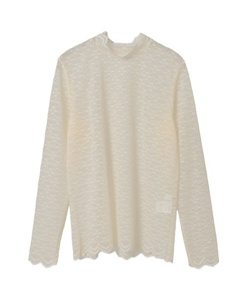 INGEBORG（インゲボルグ）の「ストレッチレースモックネックインナー（Tシャツ/カットソー・レディース・ブラック/ホワイト/キナリ・MEDIUM）」の4枚目の写真