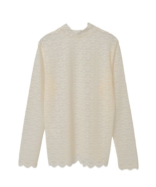 INGEBORG（インゲボルグ）の「ストレッチレースモックネックインナー（Tシャツ/カットソー・レディース・ブラック/ホワイト/キナリ・MEDIUM）」の5枚目の写真