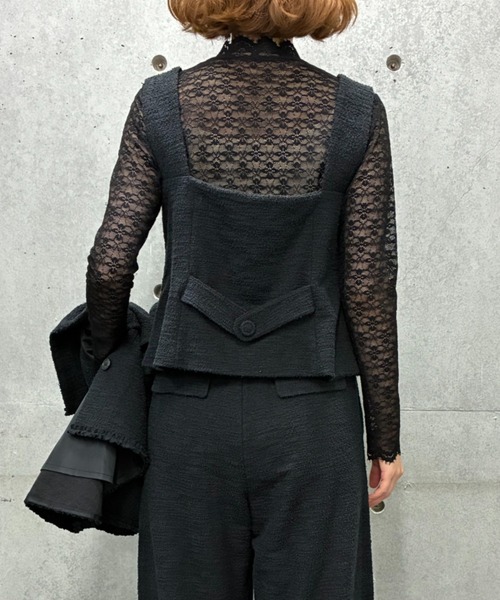 INGEBORG（インゲボルグ）の「ストレッチレースモックネックインナー（Tシャツ/カットソー・レディース・ブラック/ホワイト/キナリ・MEDIUM）」の10枚目の写真