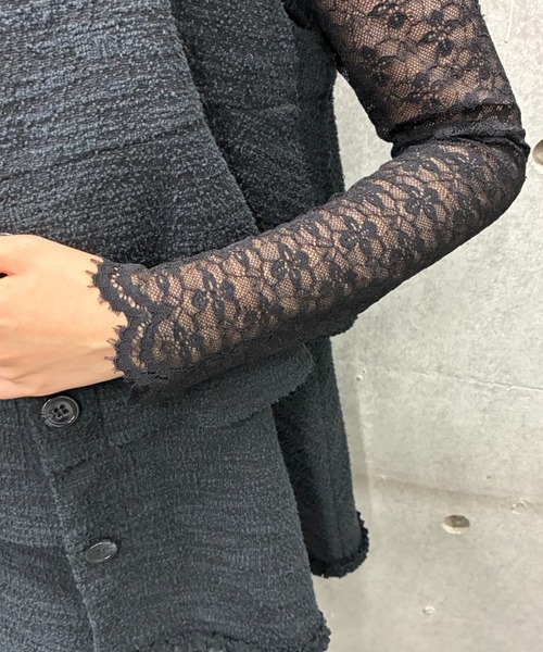 INGEBORG（インゲボルグ）の「ストレッチレースモックネックインナー（Tシャツ/カットソー・レディース・ブラック/ホワイト/キナリ・MEDIUM）」の11枚目の写真