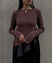 【&g'aime 】ラッフルバイカラーニット Ruffle Bicolor Knit