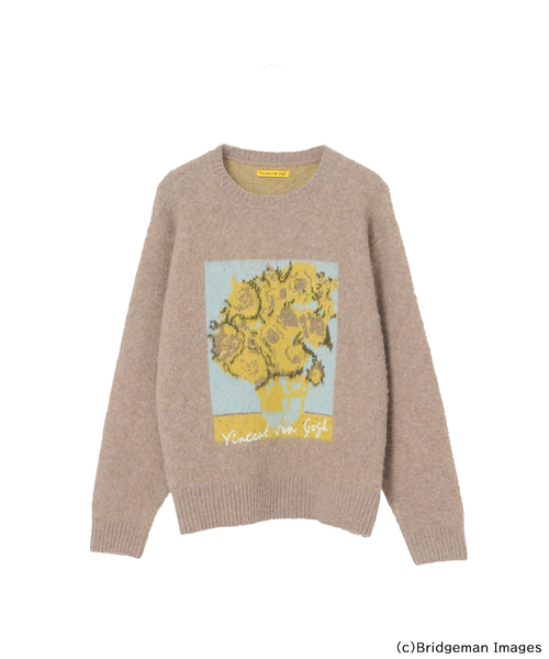 B.C STOCK(ベーセーストック)の「【フィンセント・ヴィレム・ファン・ゴッホ】 アートジャガードクルーネックセーター(ニット/セーター・メンズ・ブラック/ベージュ/ネイビー・MEDIUM/LARGE)」の1枚目の写真