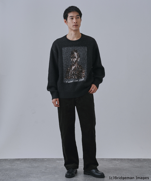 B.C STOCK(ベーセーストック)の「【フィンセント・ヴィレム・ファン・ゴッホ】 アートジャガードクルーネックセーター(ニット/セーター・メンズ・ブラック/ベージュ/ネイビー・MEDIUM/LARGE)」の4枚目の写真