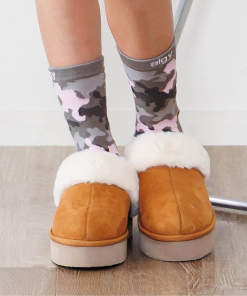 algy(アルジー)の「迷彩柄クルーソックス(ソックス/靴下・キッズ・カーキ/グレー・24/21)」の1枚目の写真