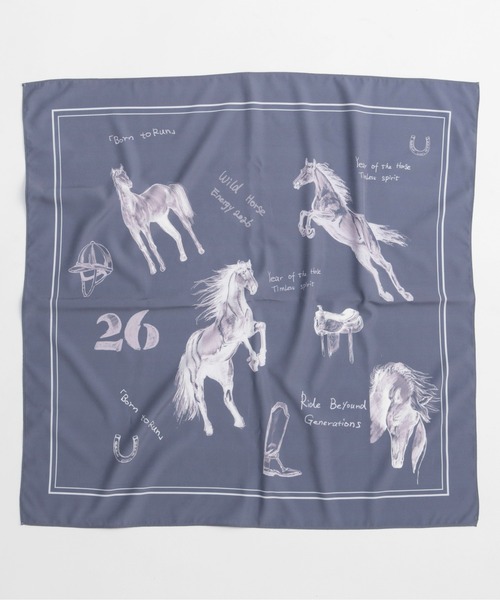 MAISON SPECIAL（メゾンスペシャル）の「Horse Print Scarf/ホースプリントスカーフ（バンダナ/スカーフ・レディース・チャコールグレー/ホワイト・FREE）」の2枚目の写真