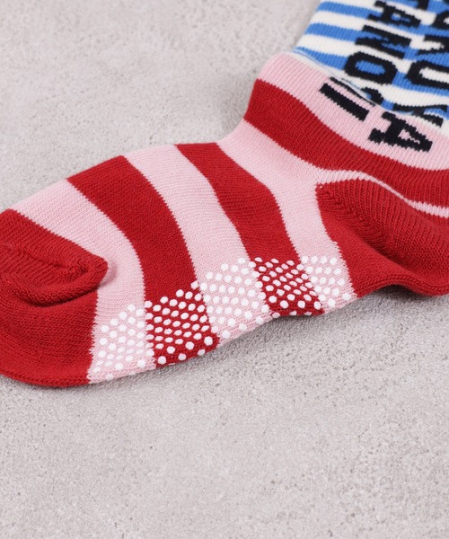 BOKU HA TANOSII(ボク ハ タノシイ)の「【BOKU HA TANOSII】別注マルチボーダーソックス/13-15cm(ソックス/靴下・キッズ・パープル/レッド/アイボリー・13-15cm)」の6枚目の写真
