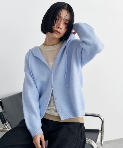 Shelly island(シェリーアイランド)の「フーディーニットカーディガン(パーカー・レディース・ブルー/ブラック/ホワイト/イエロー・FREE)」の17枚目の写真