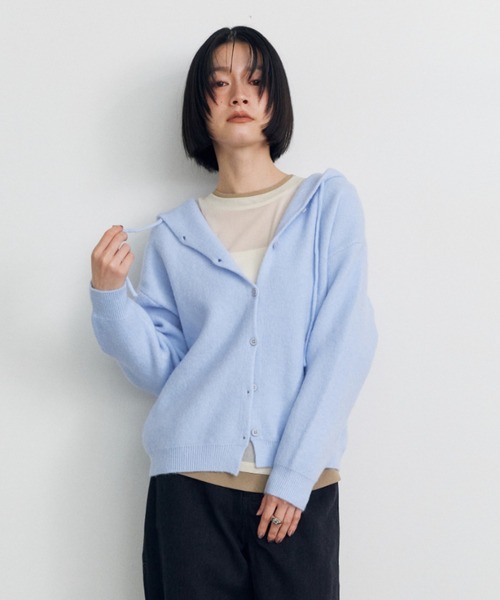 Shelly island(シェリーアイランド)の「フーディーニットカーディガン(パーカー・レディース・ブルー/ブラック/ホワイト/イエロー・FREE)」の19枚目の写真