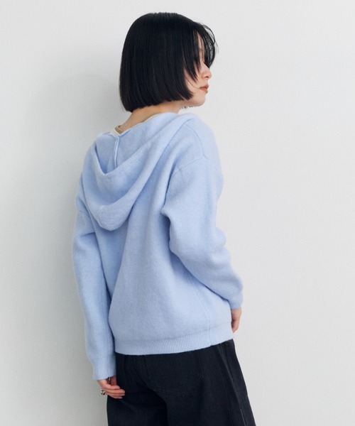 Shelly island(シェリーアイランド)の「フーディーニットカーディガン(パーカー・レディース・ブルー/ブラック/ホワイト/イエロー・FREE)」の20枚目の写真