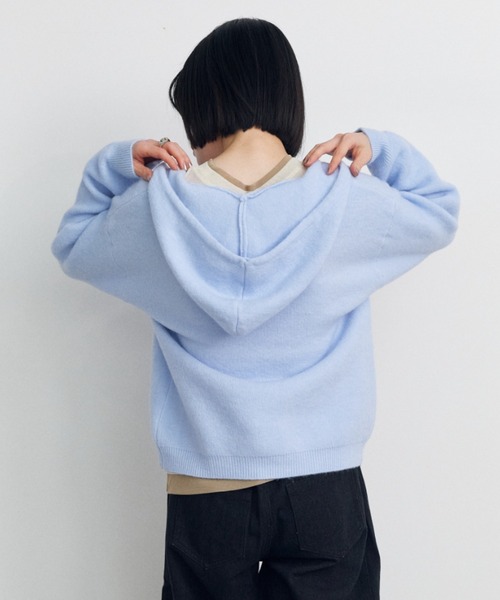 Shelly island(シェリーアイランド)の「フーディーニットカーディガン(パーカー・レディース・ブルー/ブラック/ホワイト/イエロー・FREE)」の21枚目の写真