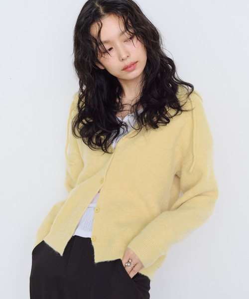 Shelly island(シェリーアイランド)の「フーディーニットカーディガン(パーカー・レディース・ブルー/ブラック/ホワイト/イエロー・FREE)」の5枚目の写真