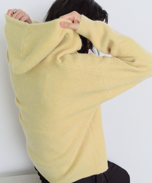 Shelly island(シェリーアイランド)の「フーディーニットカーディガン(パーカー・レディース・ブルー/ブラック/ホワイト/イエロー・FREE)」の7枚目の写真