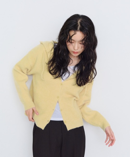 Shelly island(シェリーアイランド)の「フーディーニットカーディガン(パーカー・レディース・ブルー/ブラック/ホワイト/イエロー・FREE)」の9枚目の写真