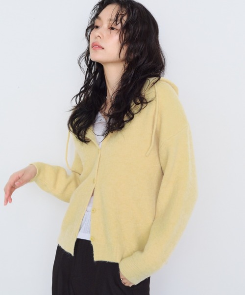 Shelly island(シェリーアイランド)の「フーディーニットカーディガン(パーカー・レディース・ブルー/ブラック/ホワイト/イエロー・FREE)」の10枚目の写真