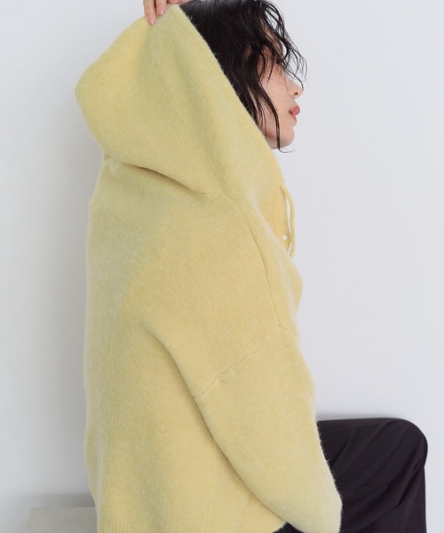 Shelly island(シェリーアイランド)の「フーディーニットカーディガン(パーカー・レディース・ブルー/ブラック/ホワイト/イエロー・FREE)」の11枚目の写真