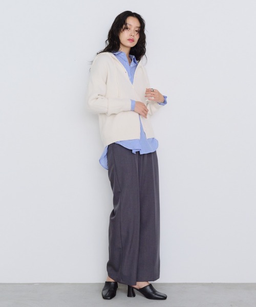 Shelly island(シェリーアイランド)の「フーディーニットカーディガン(パーカー・レディース・ブルー/ブラック/ホワイト/イエロー・FREE)」の14枚目の写真