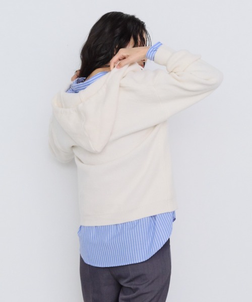 Shelly island(シェリーアイランド)の「フーディーニットカーディガン(パーカー・レディース・ブルー/ブラック/ホワイト/イエロー・FREE)」の13枚目の写真