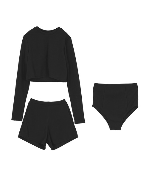 UR'S（ユアーズ）の「3点セット/ショートパンツ×カップ付長袖ビキニ/水着（水着・レディース・アイボリー/ブラック/チャコール/モカ・M/S/L）」の17枚目の写真