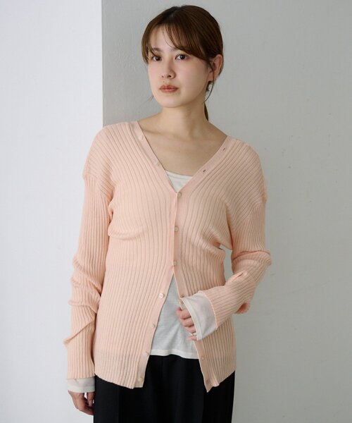 SHENERY(シーナリー)の「2WAYリブカーディガン(カーディガン/ボレロ・レディース・オレンジ/グレー/オフホワイト・FREE)」の1枚目の写真