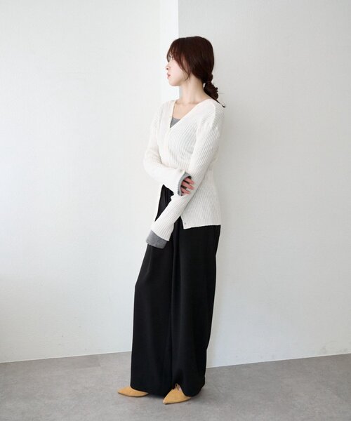 SHENERY(シーナリー)の「2WAYリブカーディガン(カーディガン/ボレロ・レディース・オレンジ/グレー/オフホワイト・FREE)」の6枚目の写真