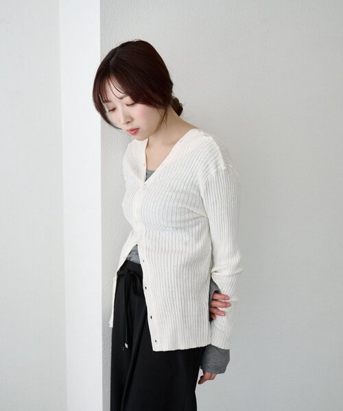 SHENERY(シーナリー)の「2WAYリブカーディガン(カーディガン/ボレロ・レディース・オレンジ/グレー/オフホワイト・FREE)」の10枚目の写真