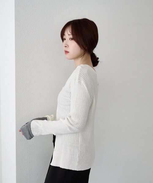 SHENERY(シーナリー)の「2WAYリブカーディガン(カーディガン/ボレロ・レディース・オレンジ/グレー/オフホワイト・FREE)」の11枚目の写真