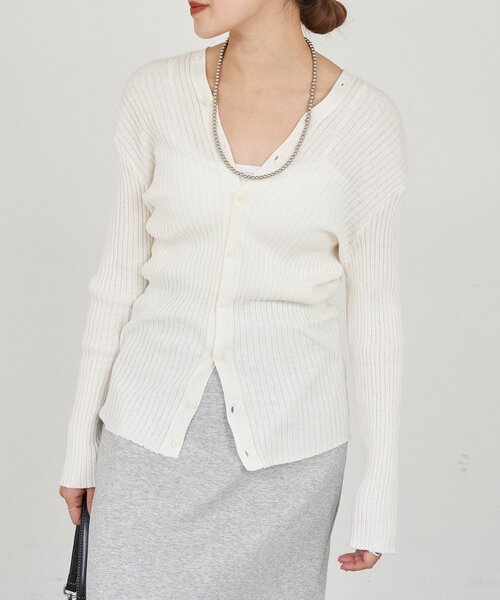 SHENERY(シーナリー)の「2WAYリブカーディガン(カーディガン/ボレロ・レディース・オレンジ/グレー/オフホワイト・FREE)」の17枚目の写真