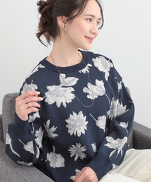 【洗濯機可/S-LL】ゆるシルエット 甘すぎない 大人の花柄もちもちニット