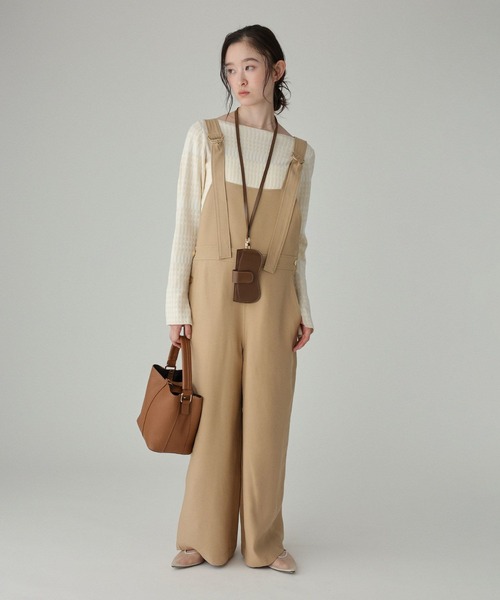 BABYLONE（バビロン）の「ヴィスコースダブルクロスサロペット（サロペット/オーバーオール・レディース・ブラック/ベージュ・フリー）」の3枚目の写真