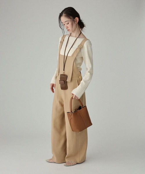 BABYLONE（バビロン）の「ヴィスコースダブルクロスサロペット（サロペット/オーバーオール・レディース・ブラック/ベージュ・フリー）」の4枚目の写真